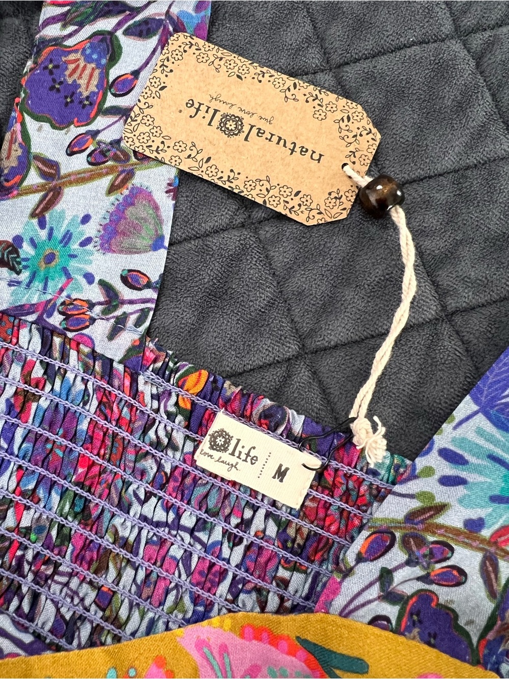Natural Life Tricia Maxi Dress Women’s Medium Dark Purple Daisies Boho Hippie - Picture 11 of 13